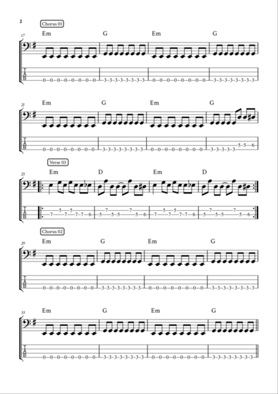 Come As You Are Bass Guitar scores gallery preview page 2