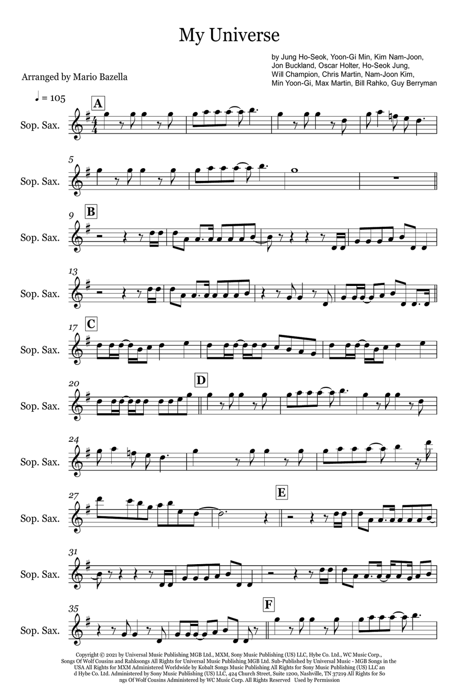 My Universe Soprano Saxophone scores gallery preview page 1