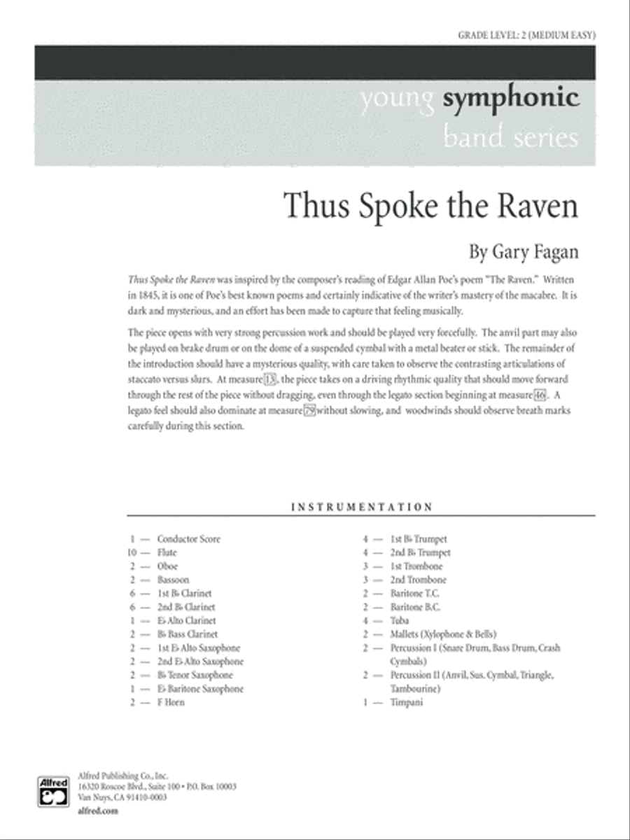 Thus Spoke the Raven: Score Concert Band scores gallery preview page 1