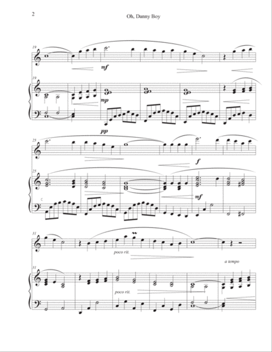 Oh, Danny Boy , Flute and Piano, arranged by Joan Bujacich ( in C ) Flute Solo scores gallery preview page 3