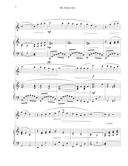 Oh, Danny Boy , Flute and Piano, arranged by Joan Bujacich ( in C ) image number null