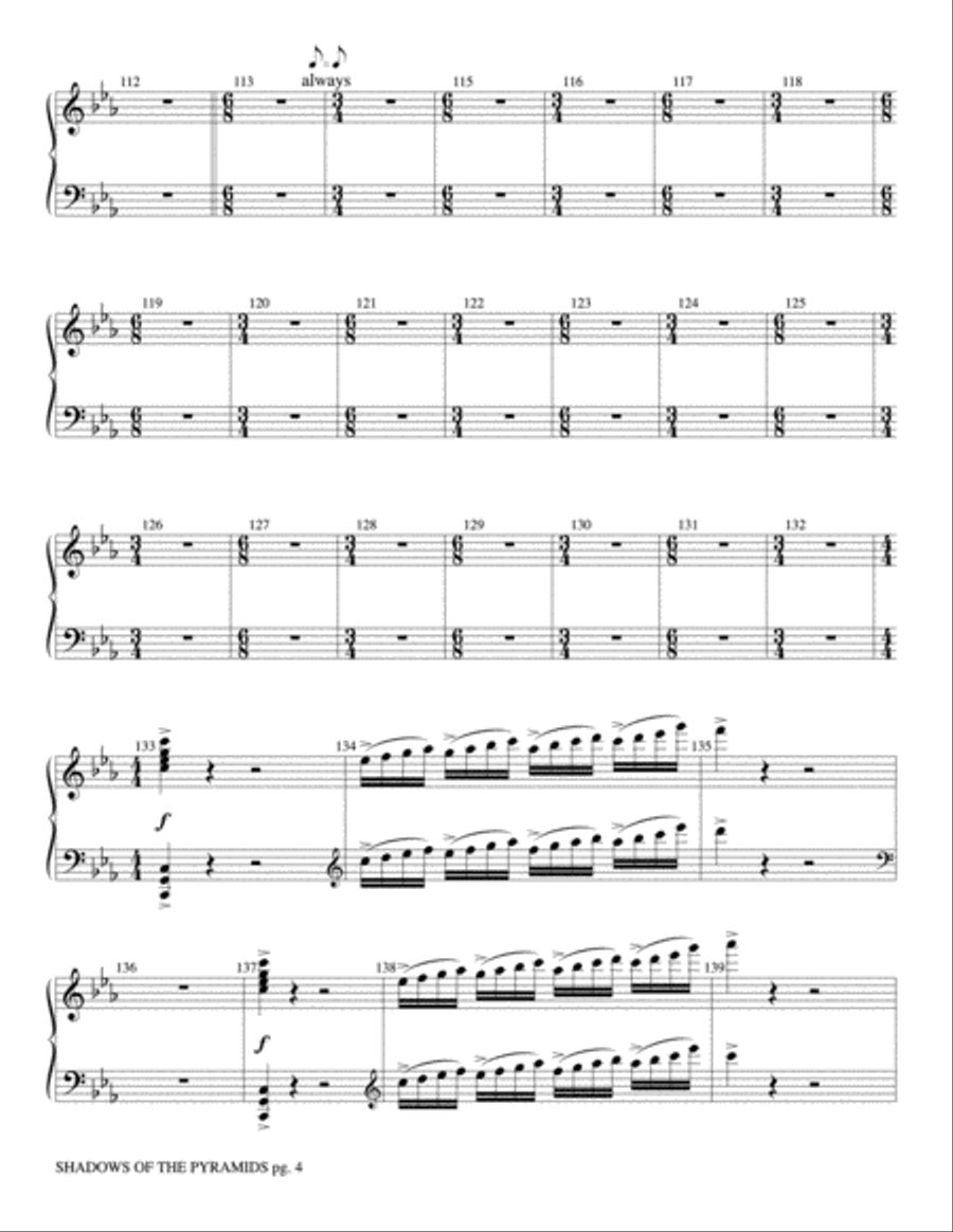 Shadows of the Pyramids: Piano Accompaniment Concert Band scores gallery preview page 4