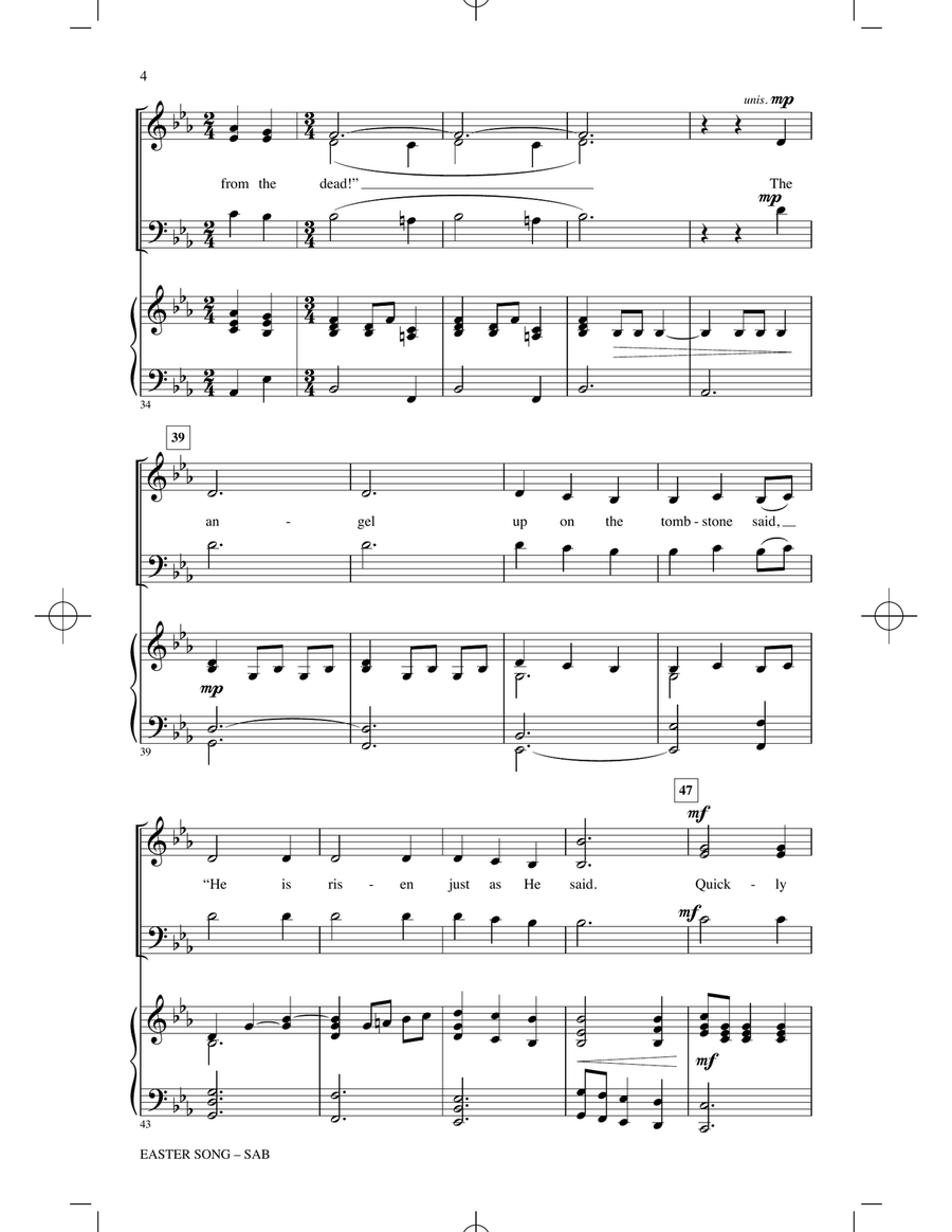 Easter Song Hear The Bells Ringing (arr. Joseph M. Martin) 3-Part scores gallery preview page 3