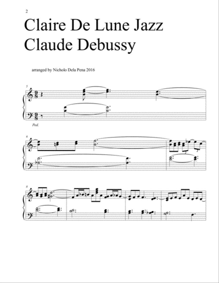 Claire de Lune CLaude Debussy in Jazz and 8 excerpt variations Piano Solo scores gallery preview page 2