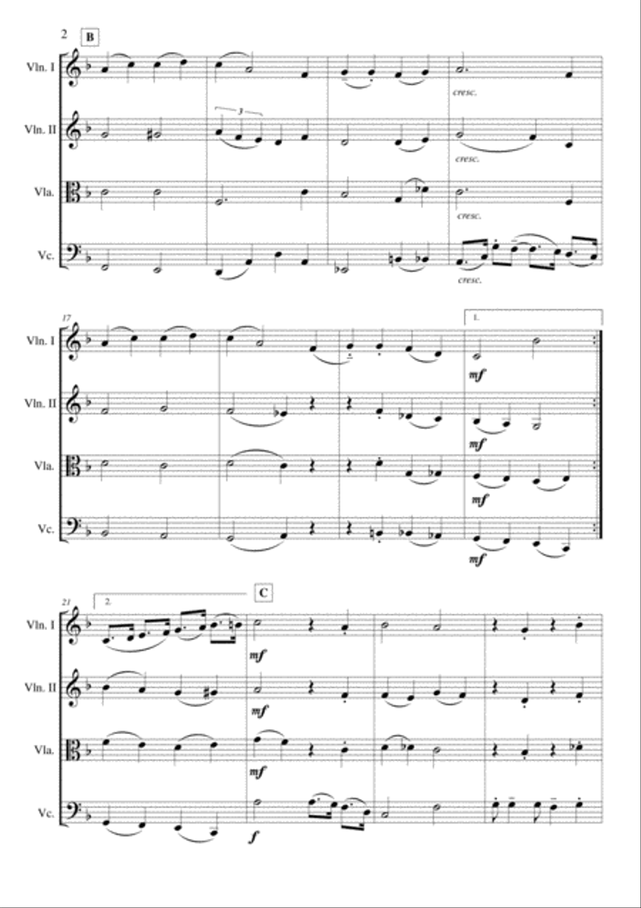 Go Tell it on the Mountain String Quartet scores gallery preview page 2