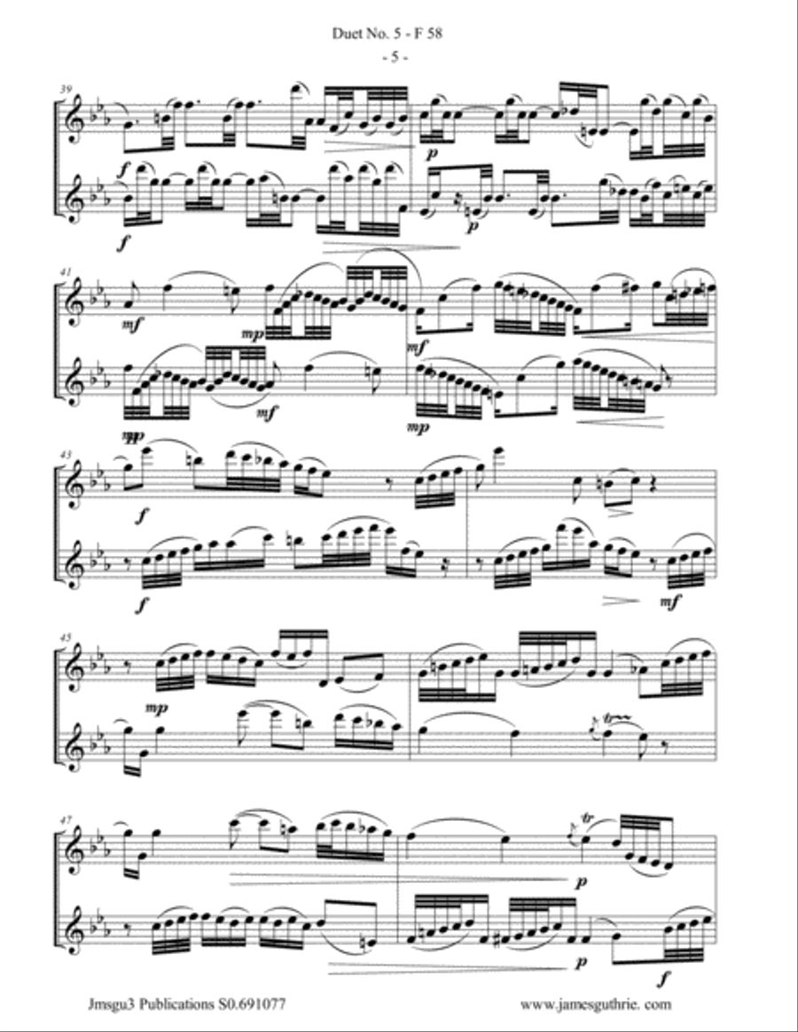 WF Bach: Duet No. 5 for Flute Duo Flute Duet scores gallery preview page 5