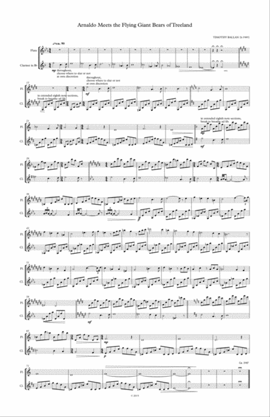 Arnaldo Meets the Flying Giant Bears of Treeland Woodwind Duet scores gallery preview page 1