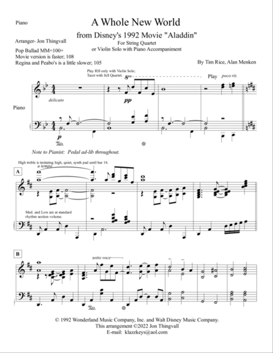 A Whole New World Violin Solo scores gallery preview page 5
