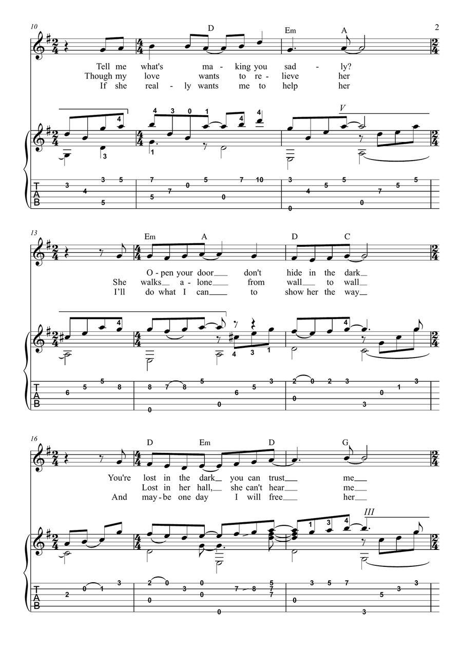 Sad Lisa Guitar scores gallery preview page 2