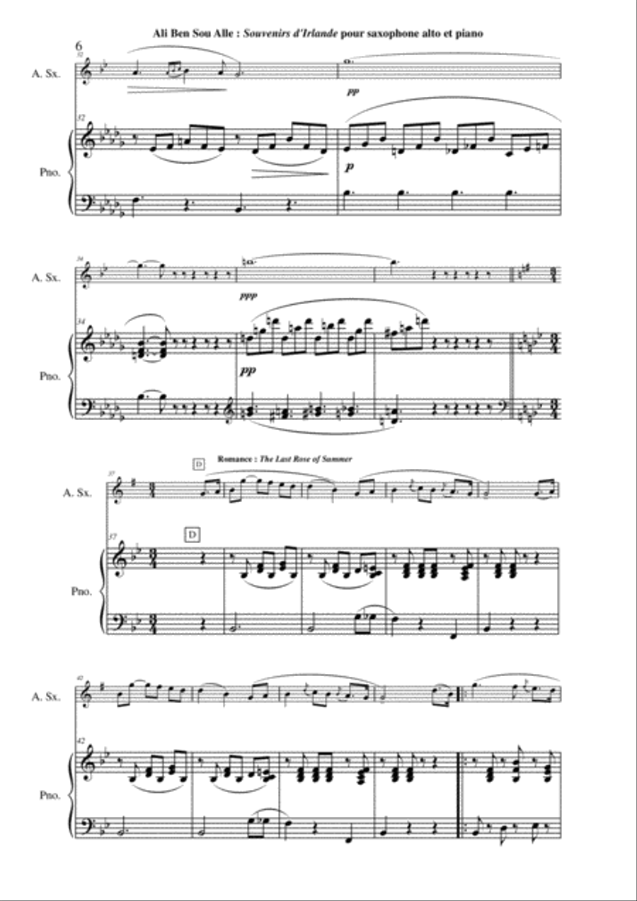 Ali Ben Sou Alle: Souvenirs d'Irelande for soprano saxophone and piano Soprano Saxophone scores gallery preview page 6