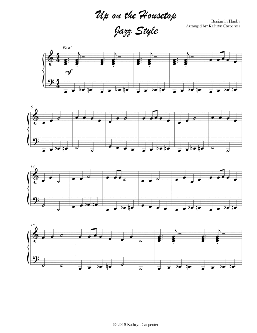Up on the Housetop (Jazz Piano) Piano Solo scores gallery preview page 1