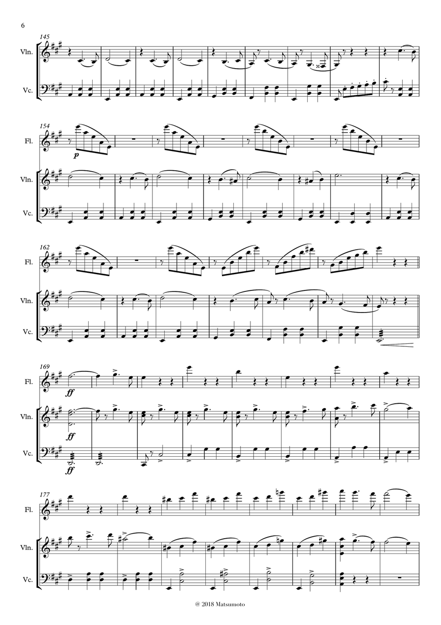 Swan Lake - Waltz for flute, violin and cello Small Ensemble scores gallery preview page 6