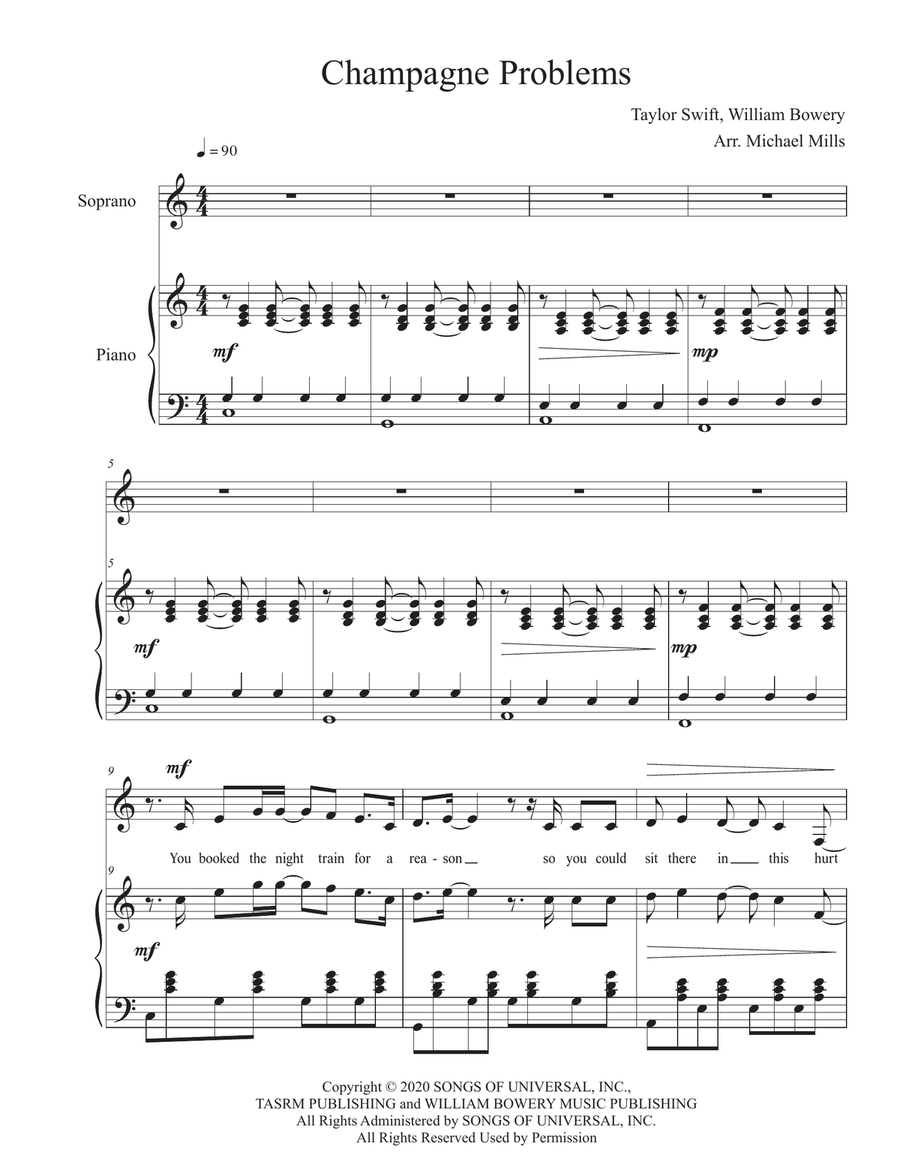 Champagne Problems Voice Solo scores gallery preview page 1