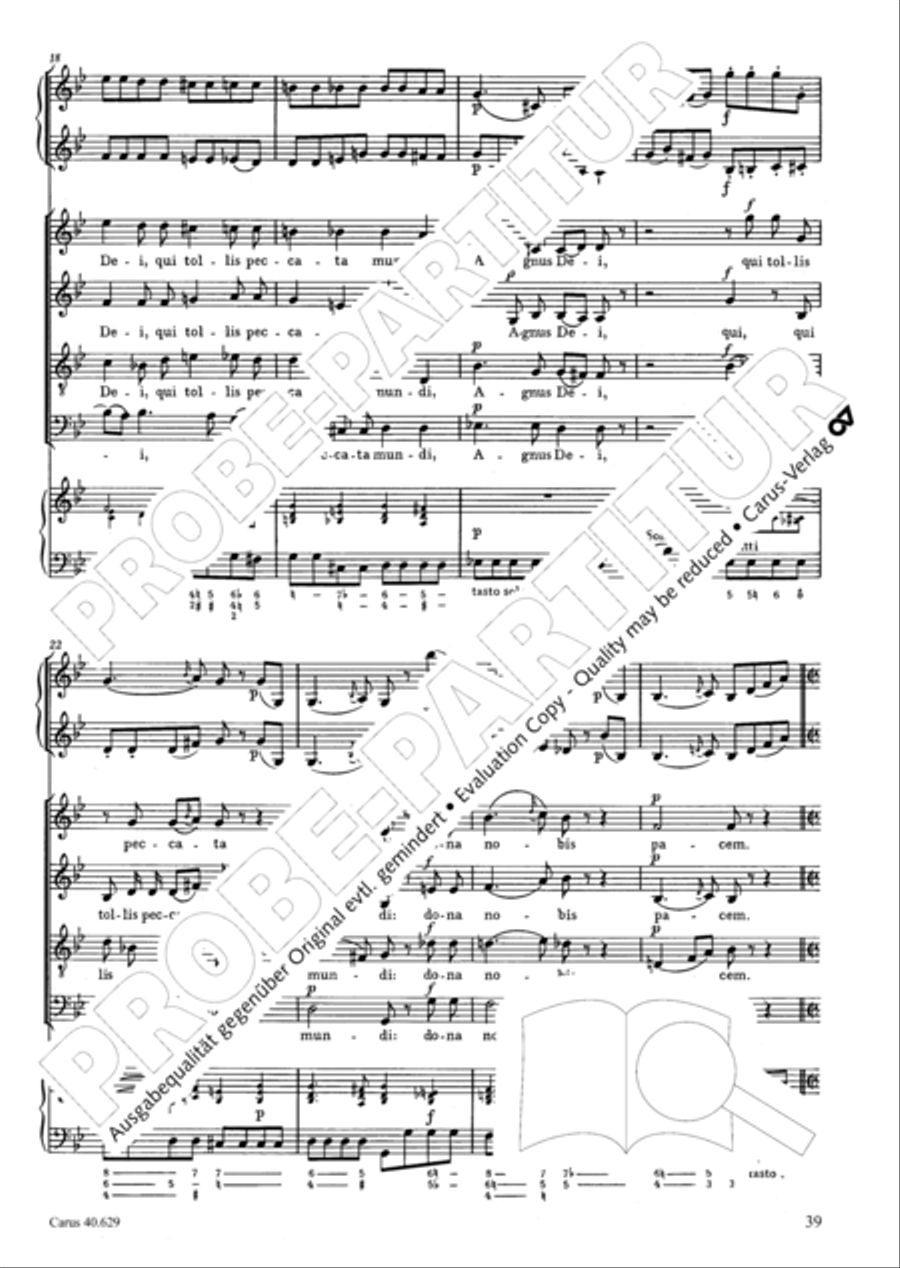 Missa brevis in B flat major 4-Part scores gallery preview page 40