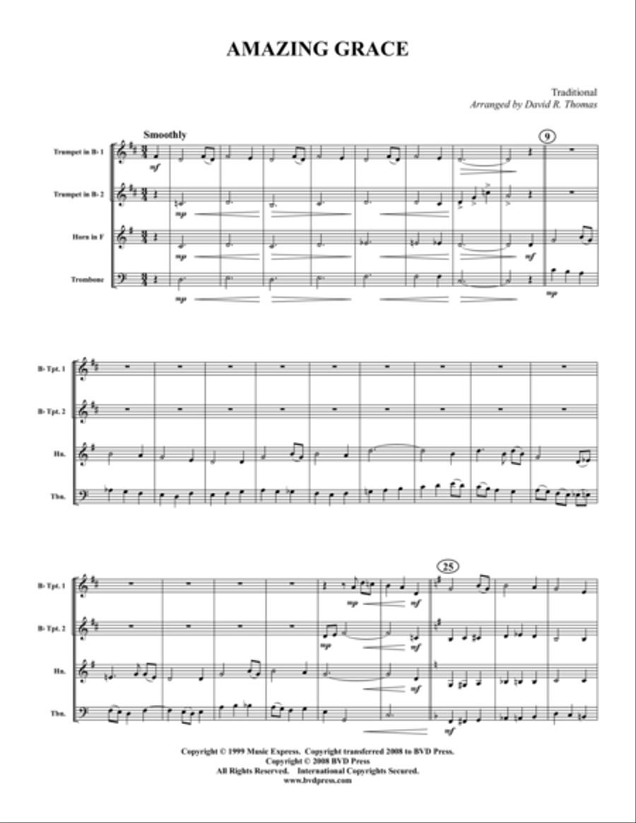 Amazing Grace Amazing Grace Brass Quartet scores gallery preview page 1