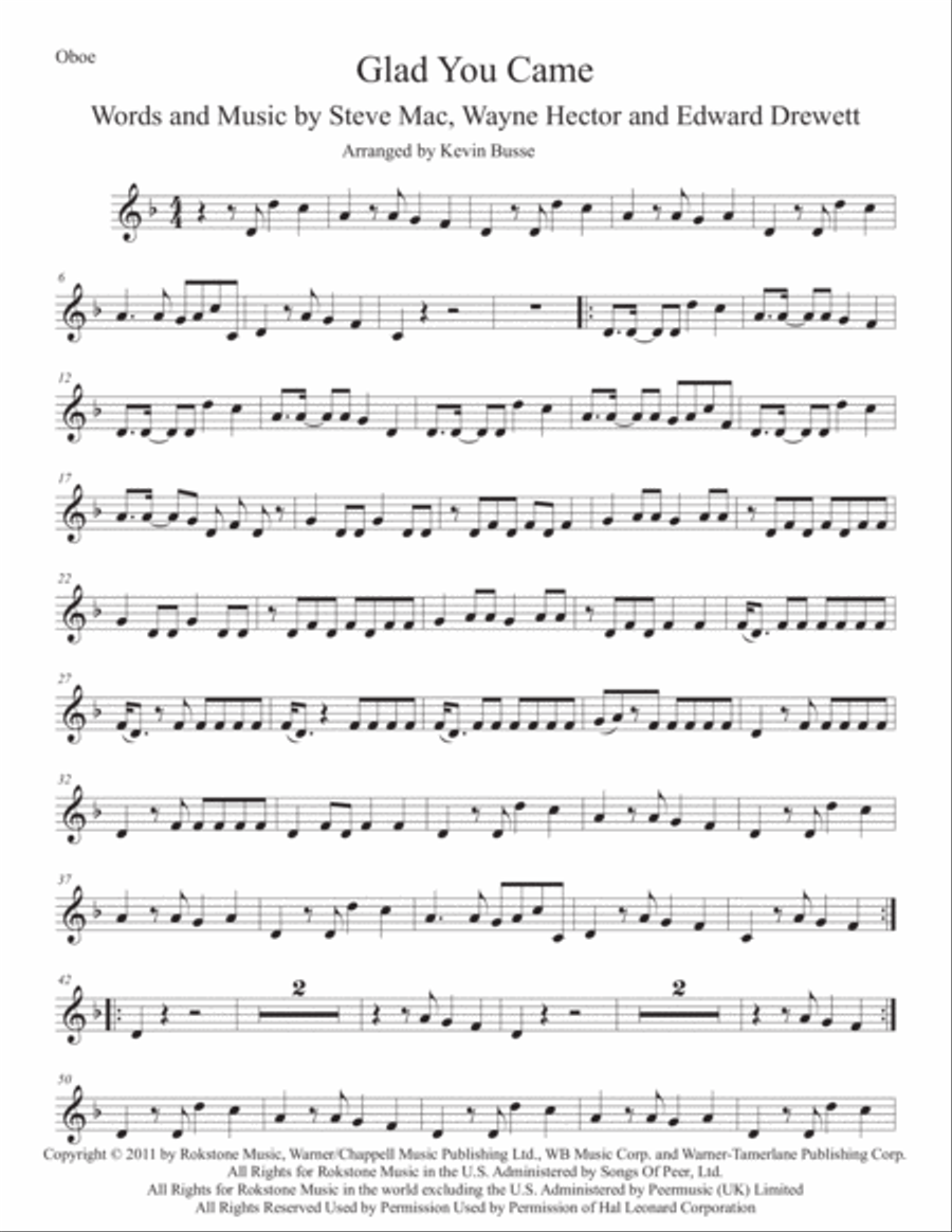 Glad You Came Glad You Came Oboe Solo scores gallery preview page 1