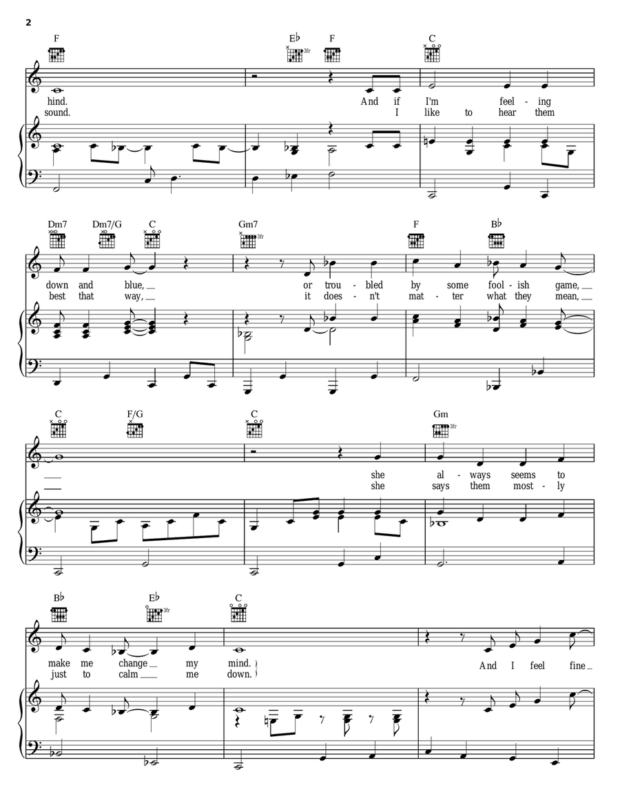 Something In The Way She Moves Piano, Vocal, Guitar scores gallery preview page 2