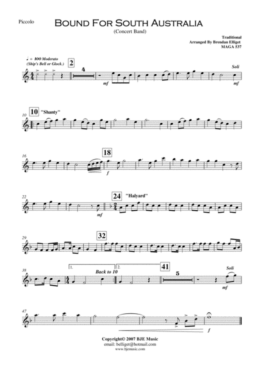 Bound For South Australia Concert Band Score and Parts PDF image number null