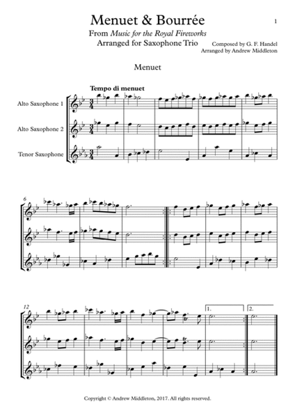 Menuet & Bourree for Saxophone Trio image number null