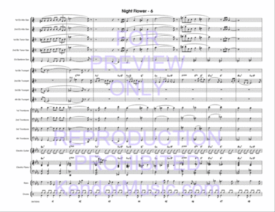 Night Flower (Full Score) Jazz Ensemble scores gallery preview page 7