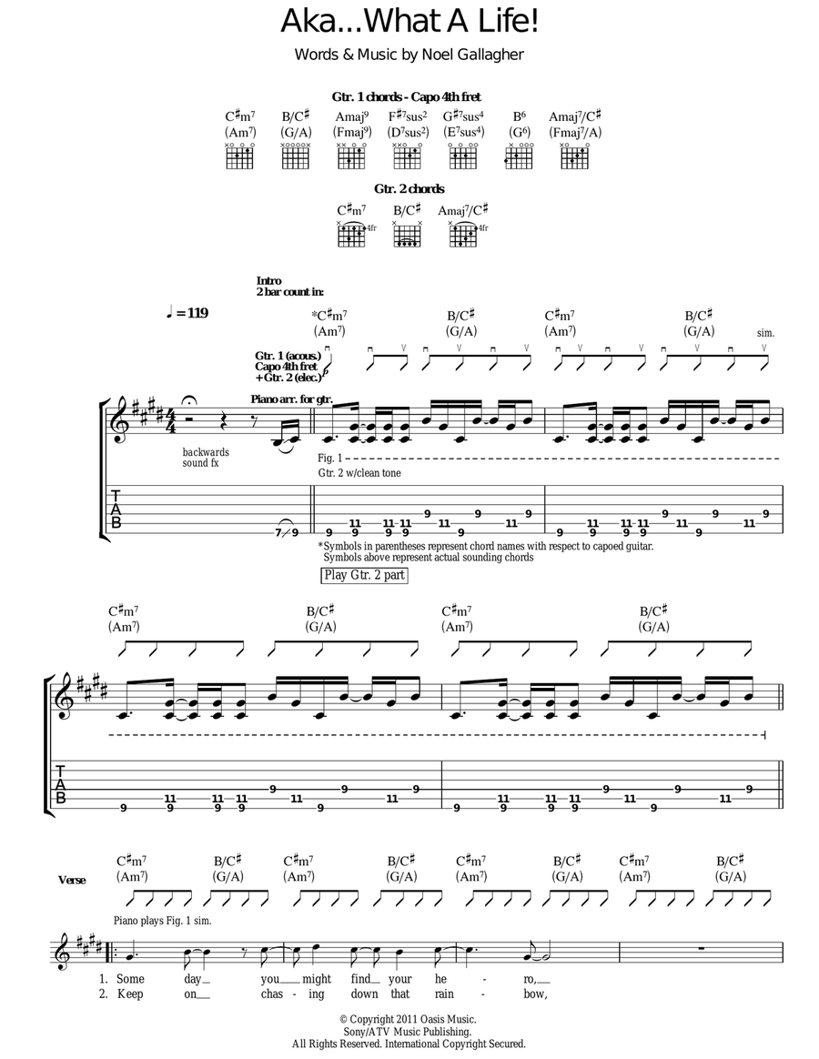 AKA... What A Life! AKA... What A Life! Guitar Tablature scores gallery preview page 1