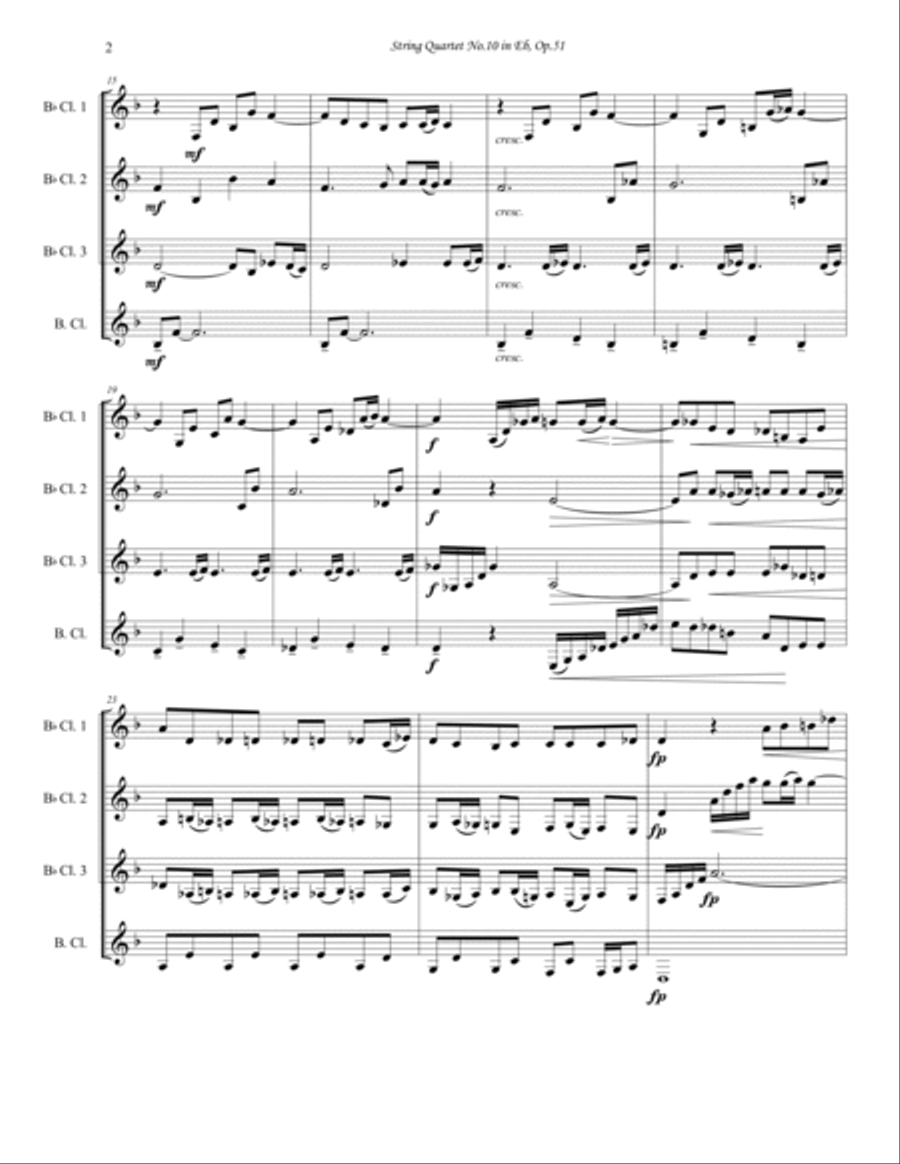Dvořák - String Quartet No. 10 Movement 1 - Clarinet Quartet Clarinet Solo scores gallery preview page 2