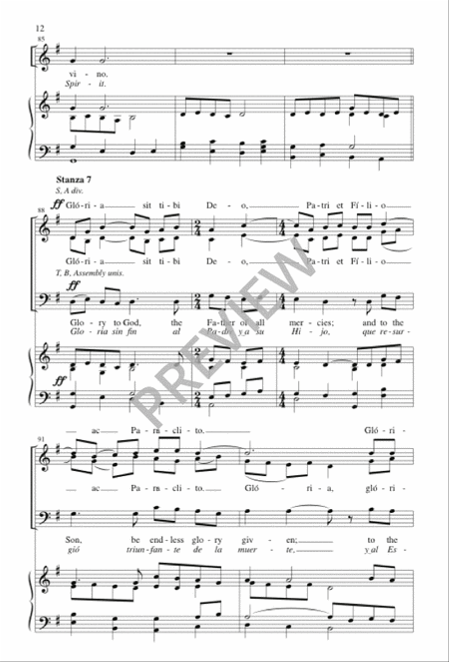 Ven, Creador, Espíritu Divino / Come, Spirit Blest, Creator God 4-Part scores gallery preview page 12