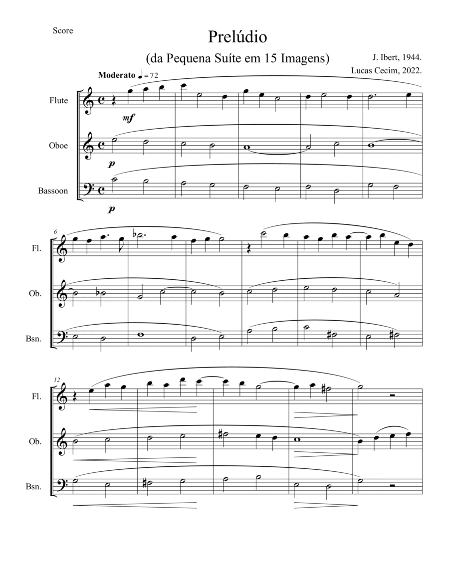 Prelude (From the Little Suite in 15 images) Woodwind Trio scores gallery preview page 1