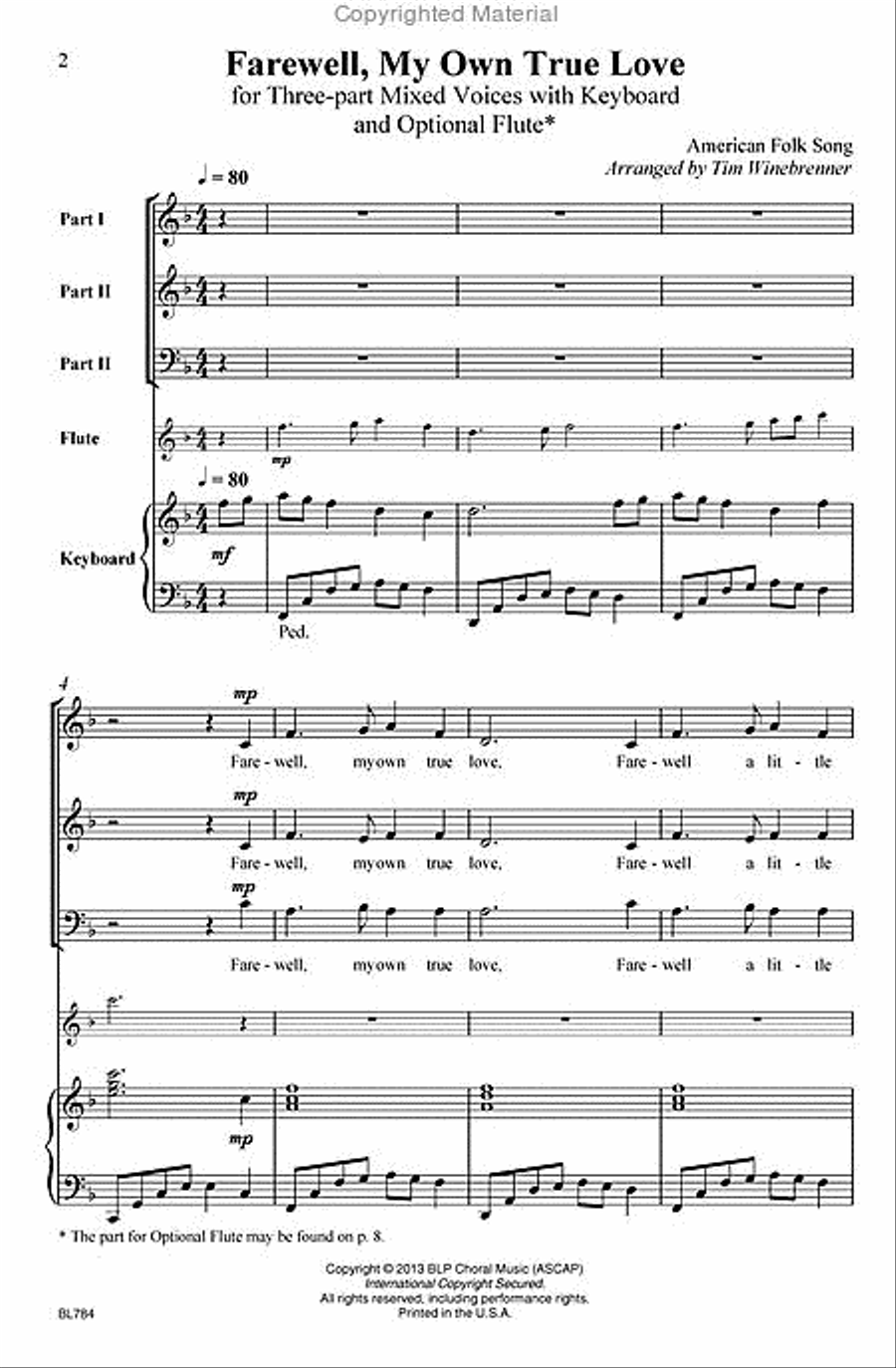 Farewell, My Own True Love 3-Part scores gallery preview page 2