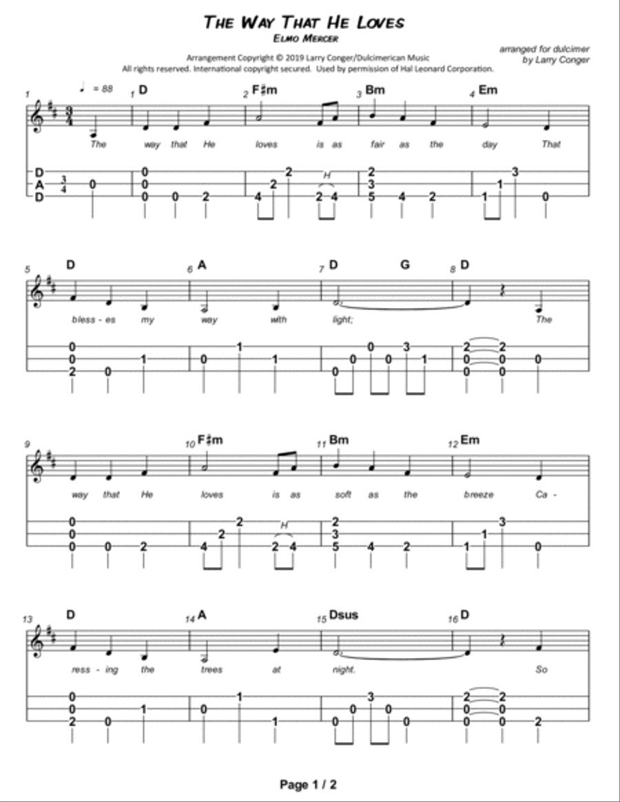 The Way That He Loves Dulcimer scores gallery preview page 2