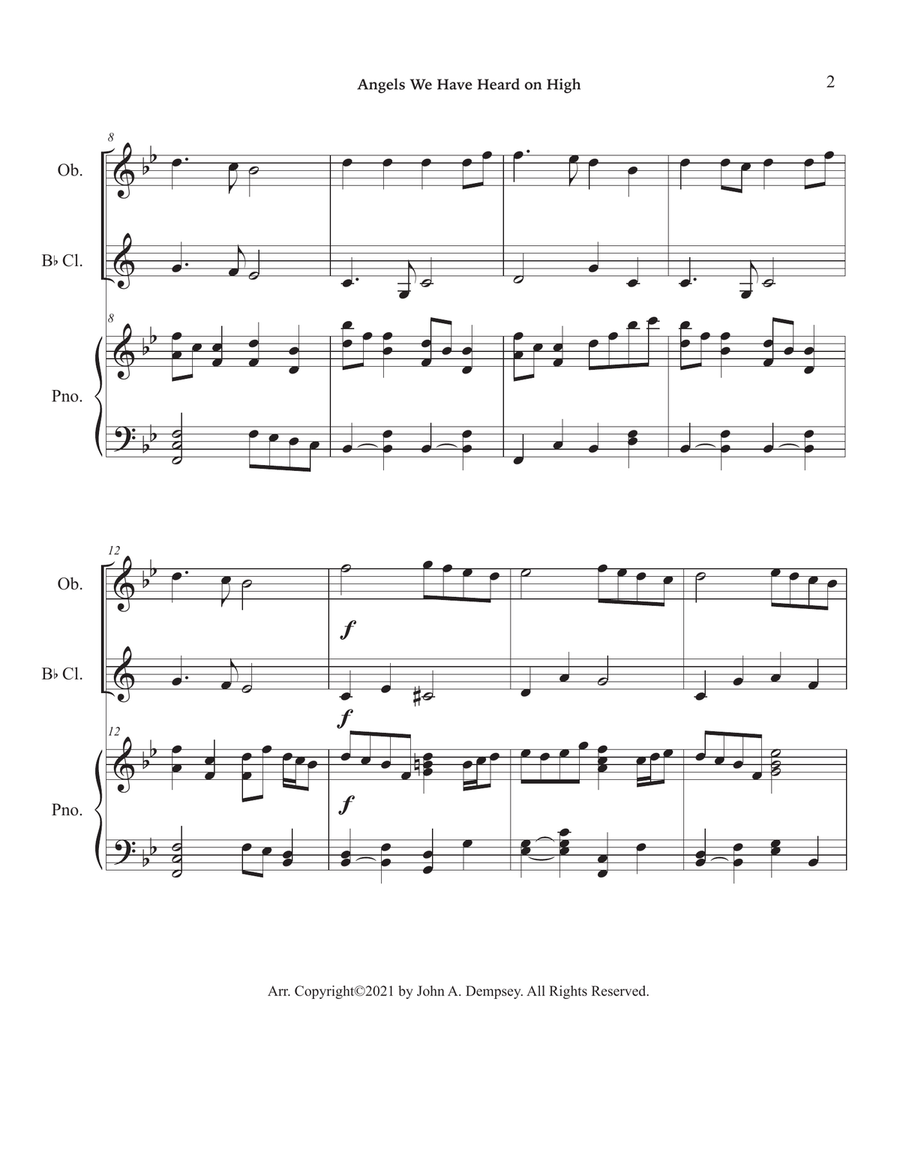 Angels We Have Heard on High (Trio for Oboe, Clarinet and Piano) Clarinet scores gallery preview page 6