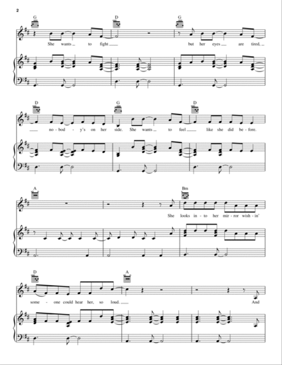Mirrors Piano, Vocal, Guitar scores gallery preview page 2