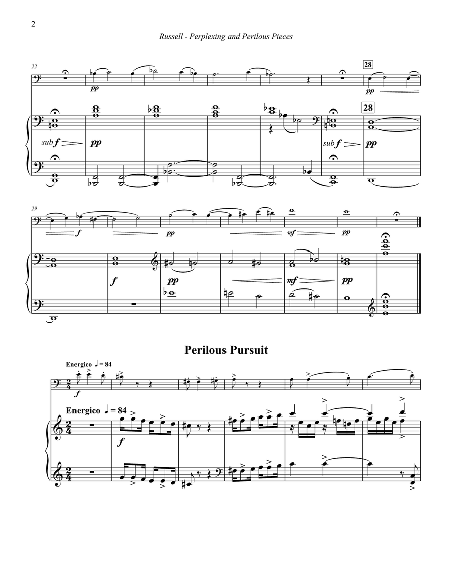 Perplexing and Perilous Pieces for Trombone and Piano Piano scores gallery preview page 2