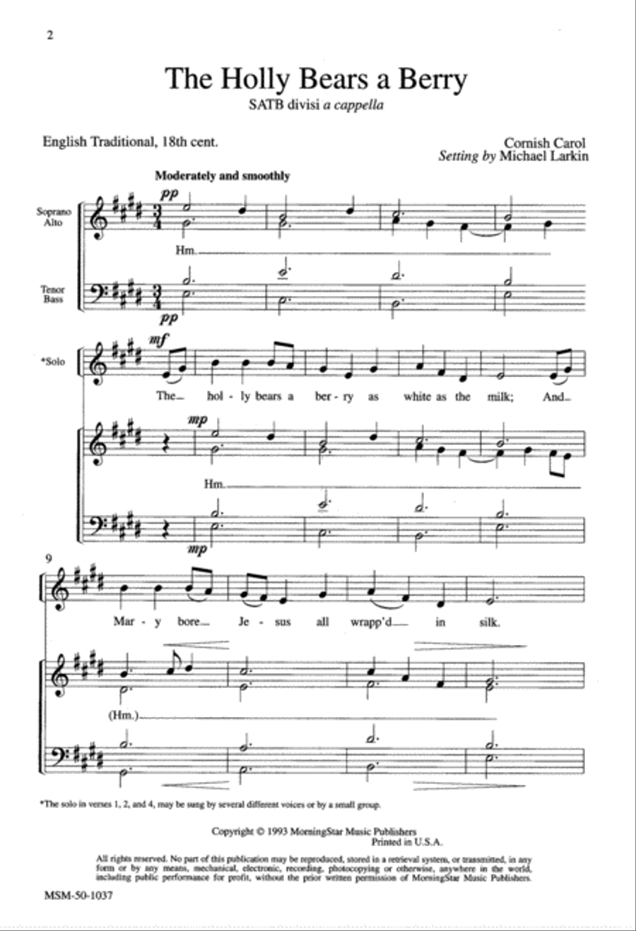 The Holly Bears a Berry Divisi scores gallery preview page 1