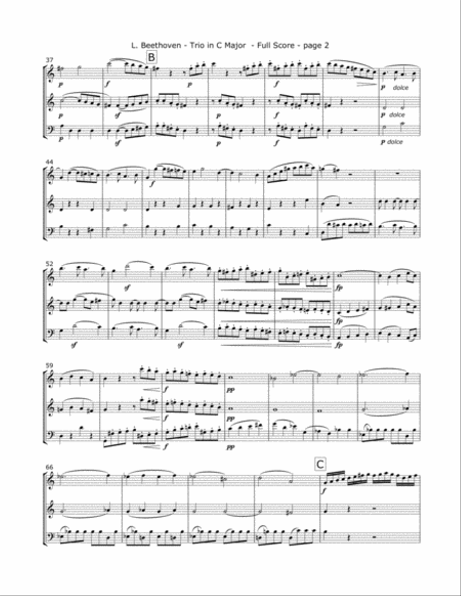 Beethoven, L. - Trio Op. 87 (Mvt. 1) for Two Violins and Cello String Trio scores gallery preview page 2