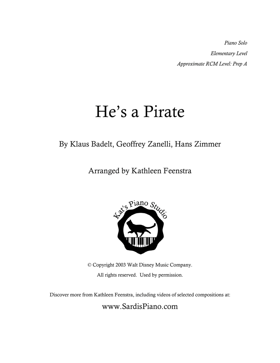 He's A Pirate Easy Piano scores gallery preview page 1