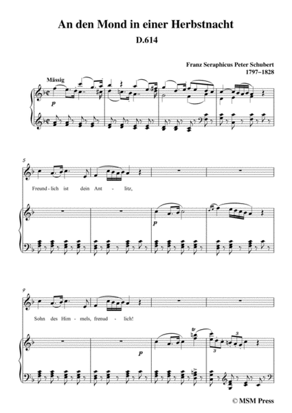 Schubert-An den Mond in einer Herbstnacht,D.614,in F Major,for Voice&Piano image number null