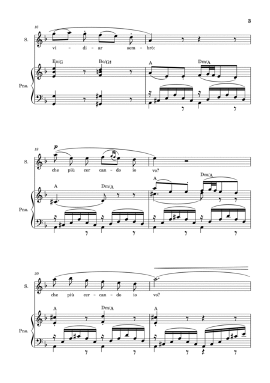 Una Furtiva Lagrima (Soprano in Dm) Piano, Vocal, Guitar scores gallery preview page 3