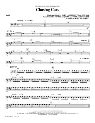 Book cover for Chasing Cars (arr. Roger Emerson) - Bass