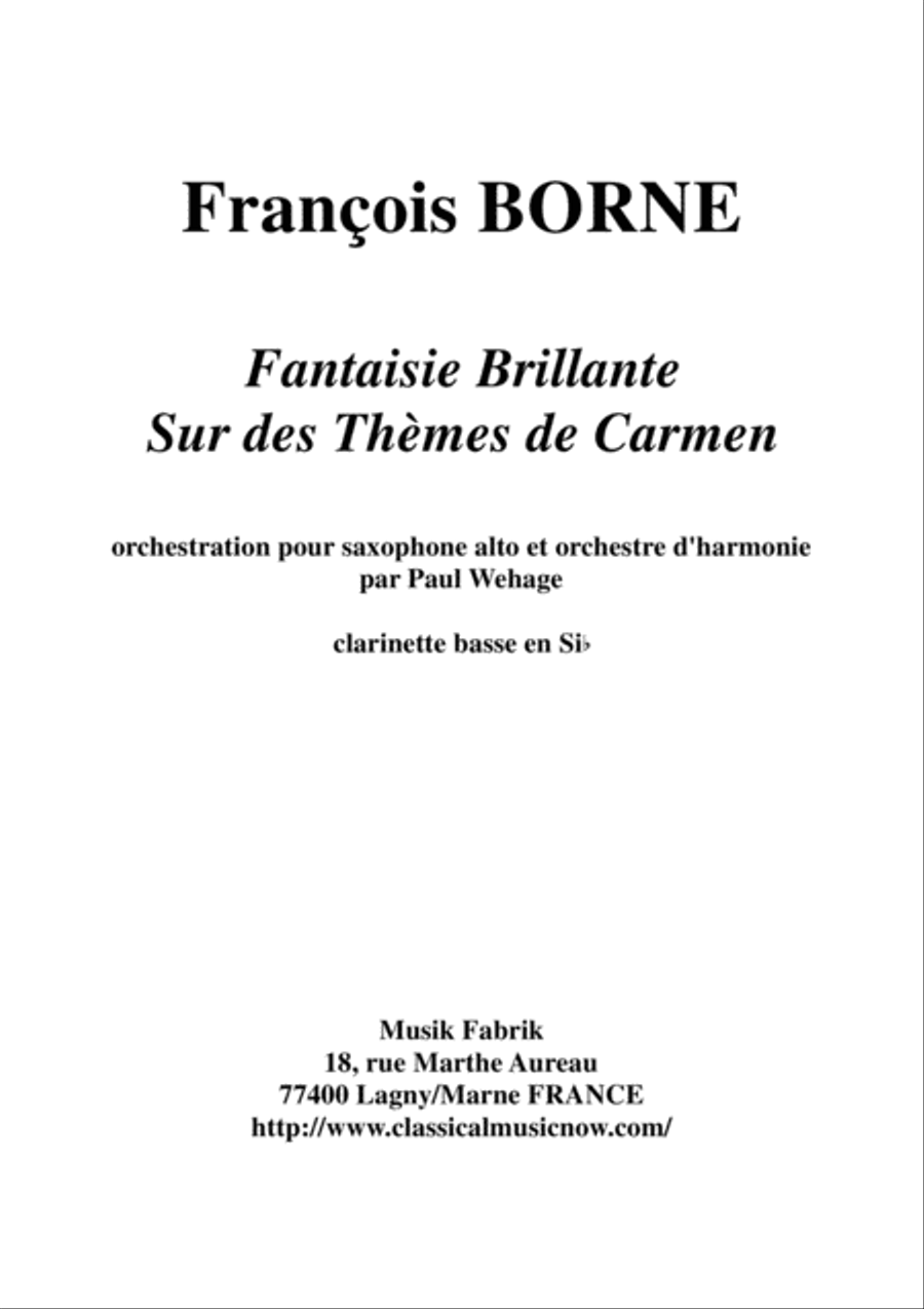Fantaisie Brillante sur des Thèmes de Carmen for alto saxophone and concert band, bass clarinet part Concert Band scores gallery preview page 1