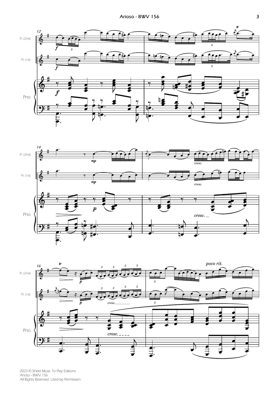 Arioso (BWV 156) - Flute and Piano (Full Score and Parts) Flute scores gallery preview page 5