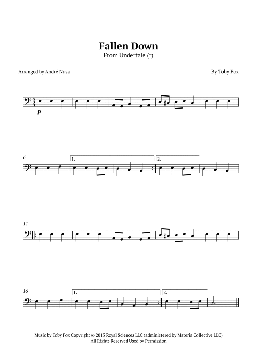 Fallen Down Double Bass scores gallery preview page 1