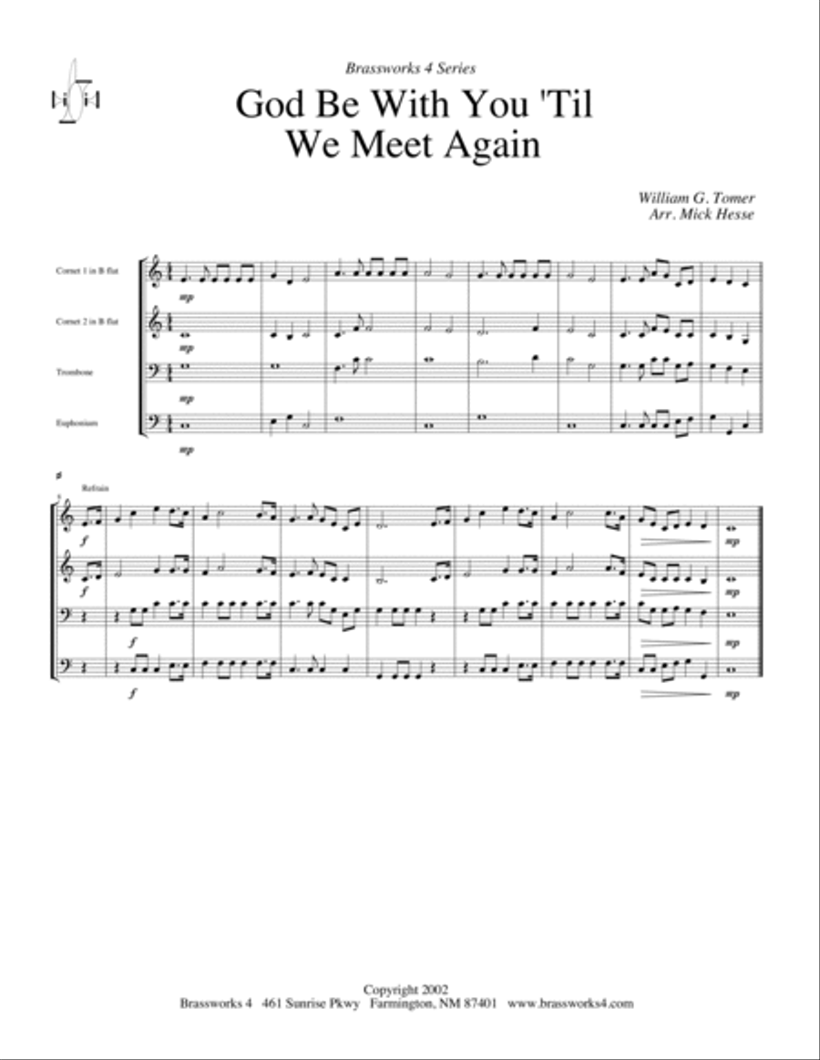 God Be with You Til We Meet Again Brass Quartet scores gallery preview page 2