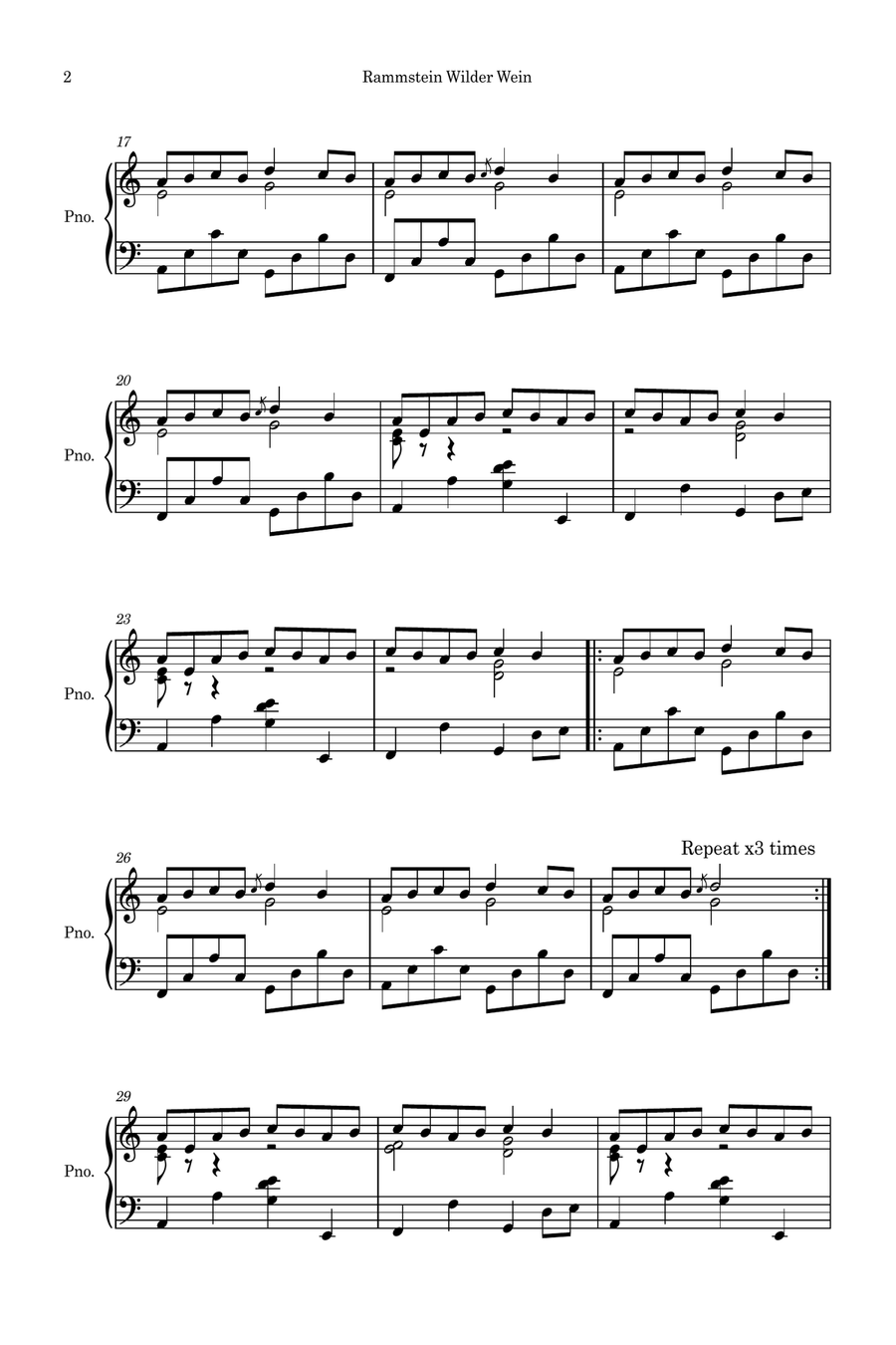 Wilder Wein Wilder Wein Piano Solo scores gallery preview page 2