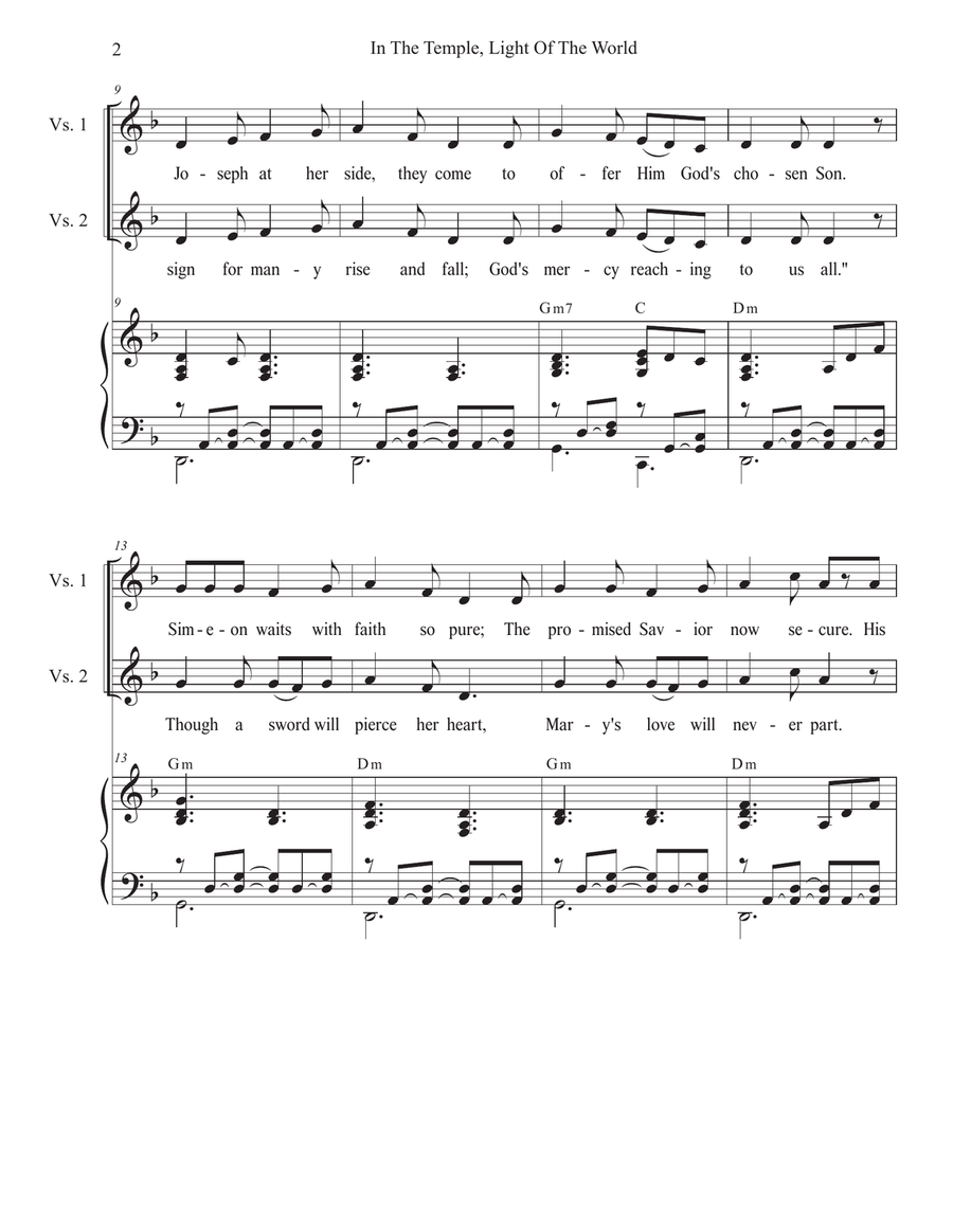 In The Temple, Light Of The World (Unison choir) Unison Choir scores gallery preview page 2
