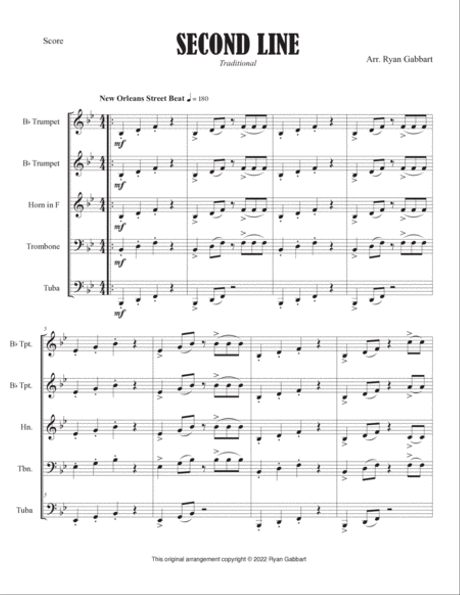 Second Line for Brass Band (Beginner) Brass Band scores gallery preview page 3