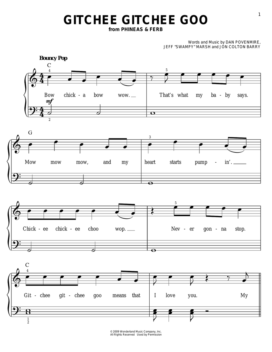Gitchee Gitchee Goo Easy Piano scores gallery preview page 1