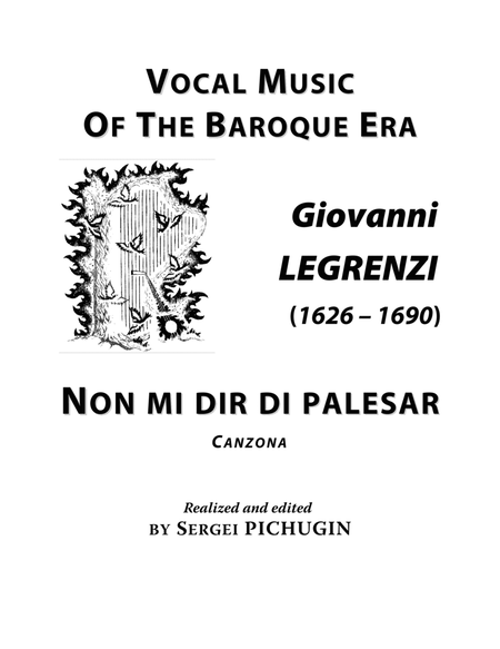 LEGRENZI Giovanni: Non mi dir di palesar, canzona, arranged for Voice and Piano (D minor) image number null