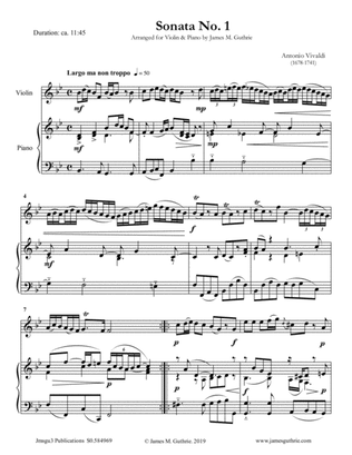 Book cover for Vivaldi: Sonata No. 1 for Violin & Piano