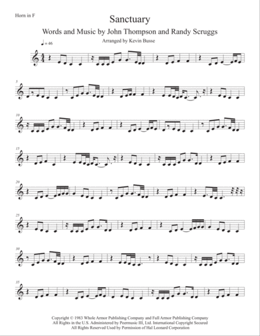 Sanctuary Horn Solo scores gallery preview page 1
